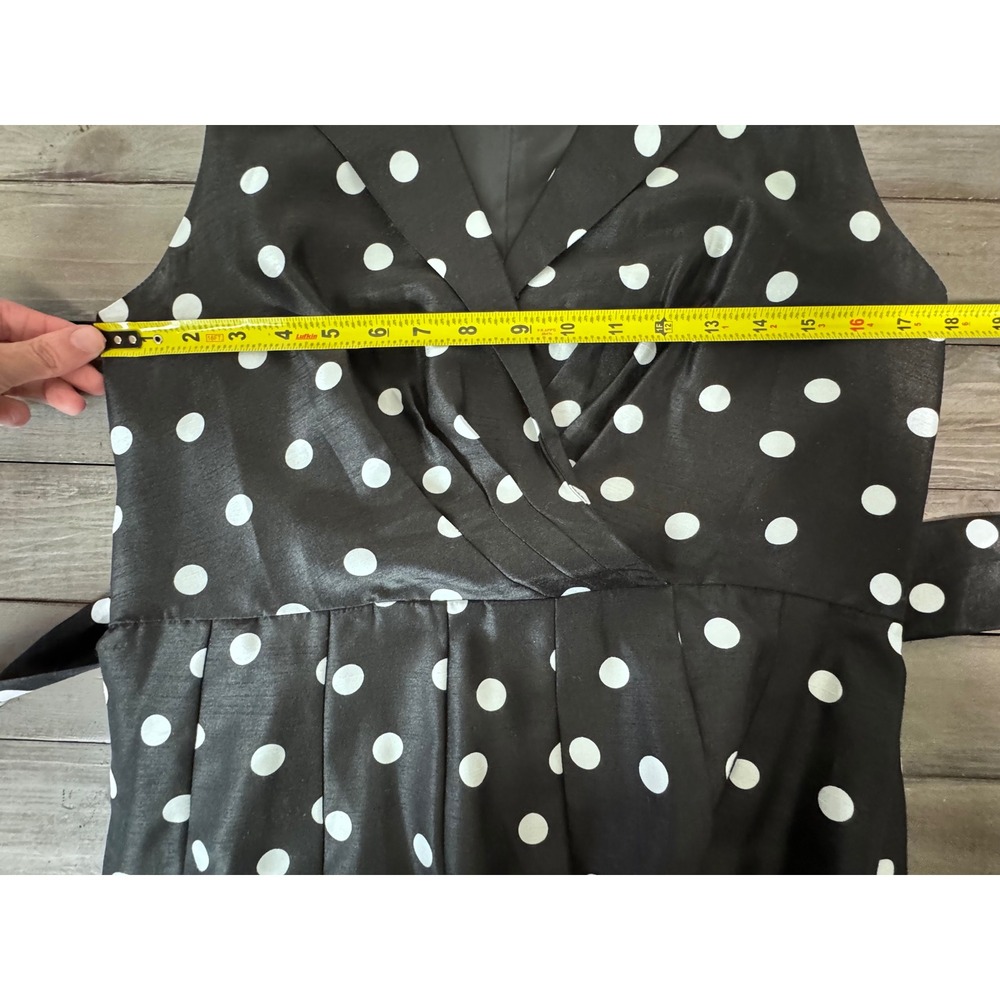 Jessica Howard Polka Dot Dress Sleeveless Fit & Flare Black White Size 10 - Picture 10 of 11